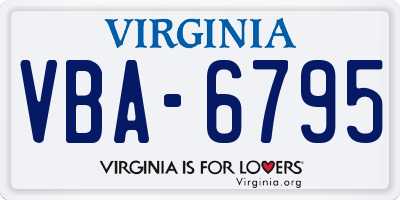 VA license plate VBA6795