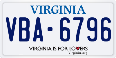 VA license plate VBA6796