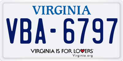 VA license plate VBA6797