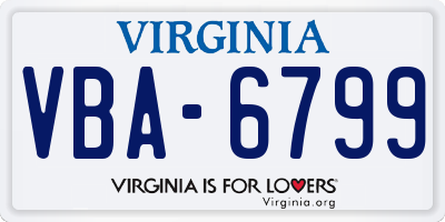 VA license plate VBA6799