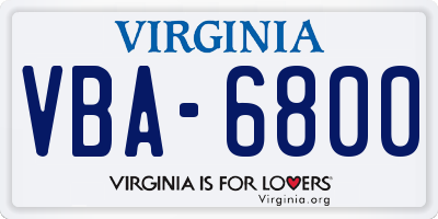 VA license plate VBA6800