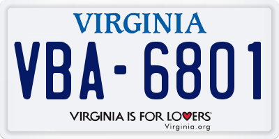 VA license plate VBA6801
