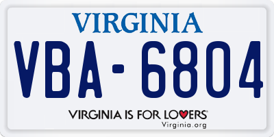 VA license plate VBA6804