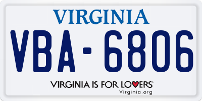 VA license plate VBA6806