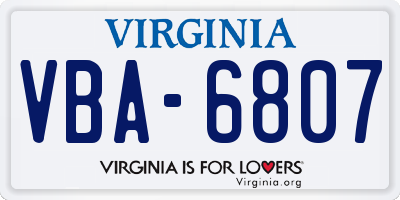 VA license plate VBA6807