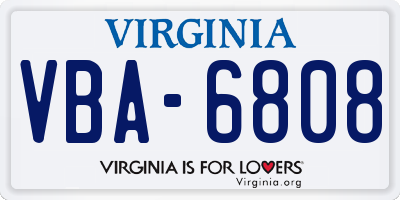 VA license plate VBA6808