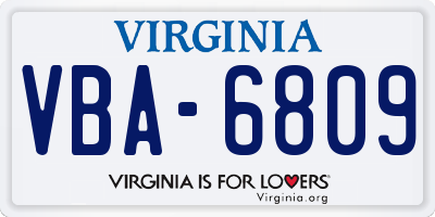 VA license plate VBA6809