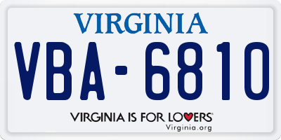 VA license plate VBA6810
