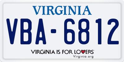 VA license plate VBA6812