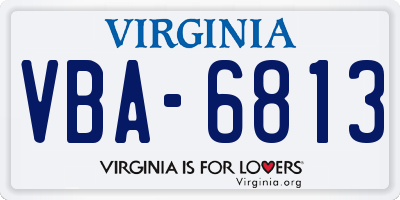 VA license plate VBA6813