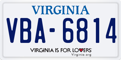 VA license plate VBA6814