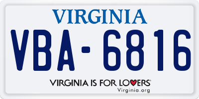 VA license plate VBA6816