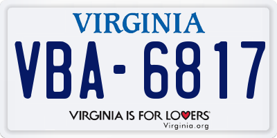 VA license plate VBA6817