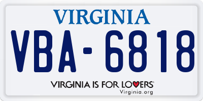 VA license plate VBA6818