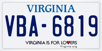 VA license plate VBA6819