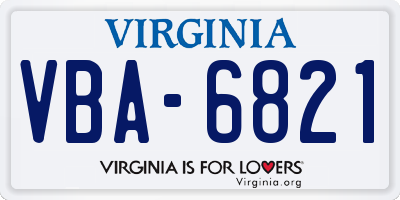 VA license plate VBA6821