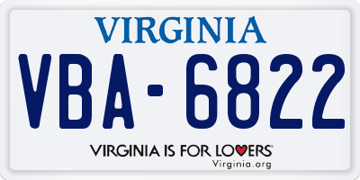 VA license plate VBA6822