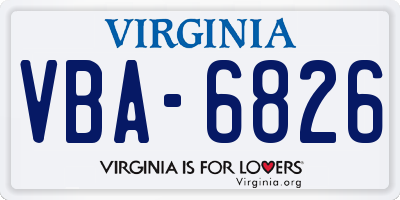 VA license plate VBA6826