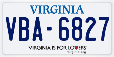 VA license plate VBA6827