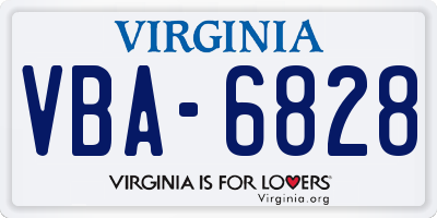 VA license plate VBA6828