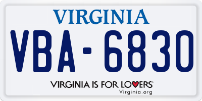VA license plate VBA6830