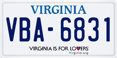 VA license plate VBA6831