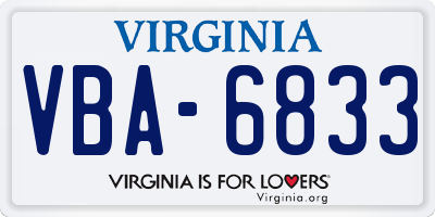 VA license plate VBA6833