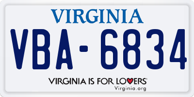 VA license plate VBA6834