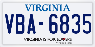 VA license plate VBA6835