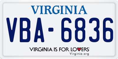 VA license plate VBA6836