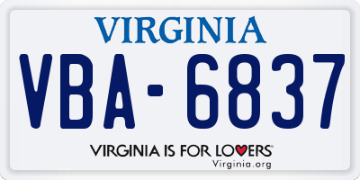 VA license plate VBA6837