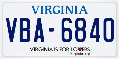 VA license plate VBA6840
