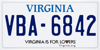 VA license plate VBA6842