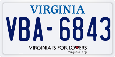 VA license plate VBA6843