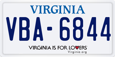 VA license plate VBA6844