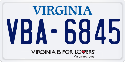 VA license plate VBA6845