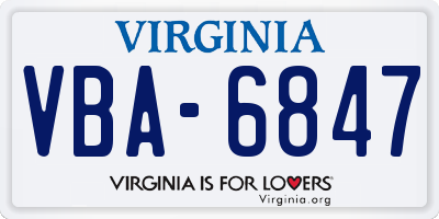 VA license plate VBA6847