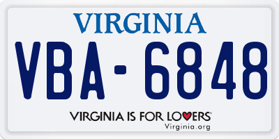 VA license plate VBA6848