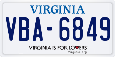 VA license plate VBA6849