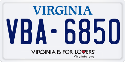 VA license plate VBA6850