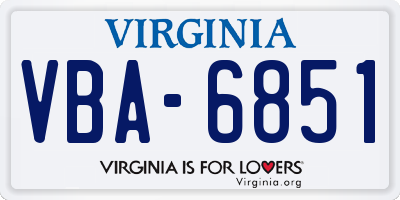 VA license plate VBA6851