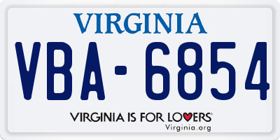 VA license plate VBA6854