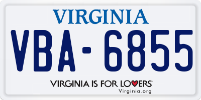 VA license plate VBA6855