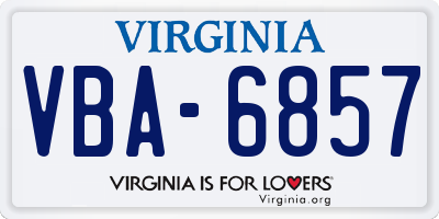 VA license plate VBA6857