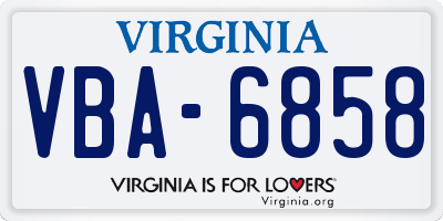 VA license plate VBA6858
