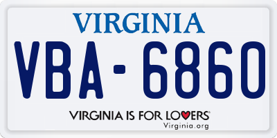 VA license plate VBA6860