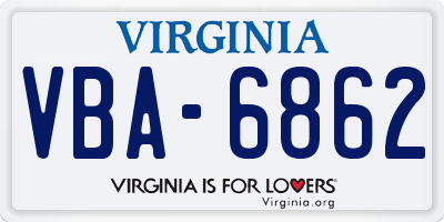 VA license plate VBA6862