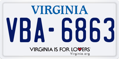 VA license plate VBA6863