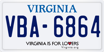 VA license plate VBA6864