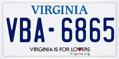 VA license plate VBA6865